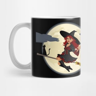 Happy Halloween Witch and Black Cat Mug